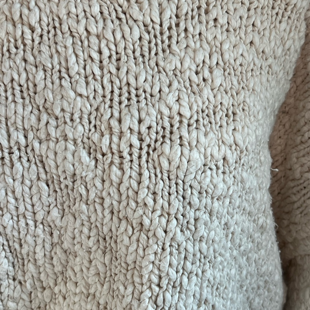 Pilcro Anthropologie Cropped Chunky Knit Sweater Cream Balloon Sleeve Small - Picture 4 of 8